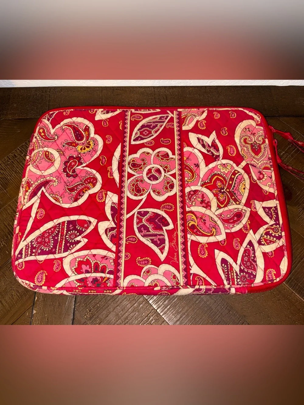 Vera Bradley Pink & Red Quilted Floral Laptop Holder
